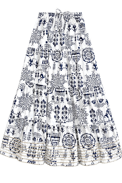 Jaipuri Indigo Folk Flared Twirl Skirt