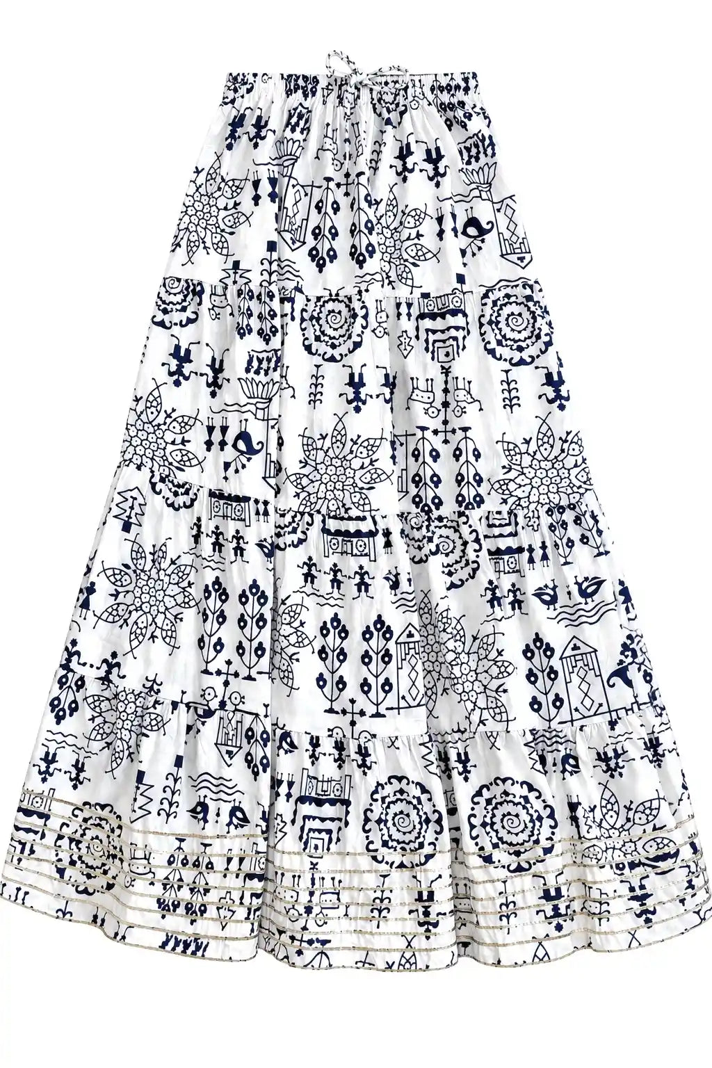 Jaipuri Indigo Folk Flared Twirl Skirt