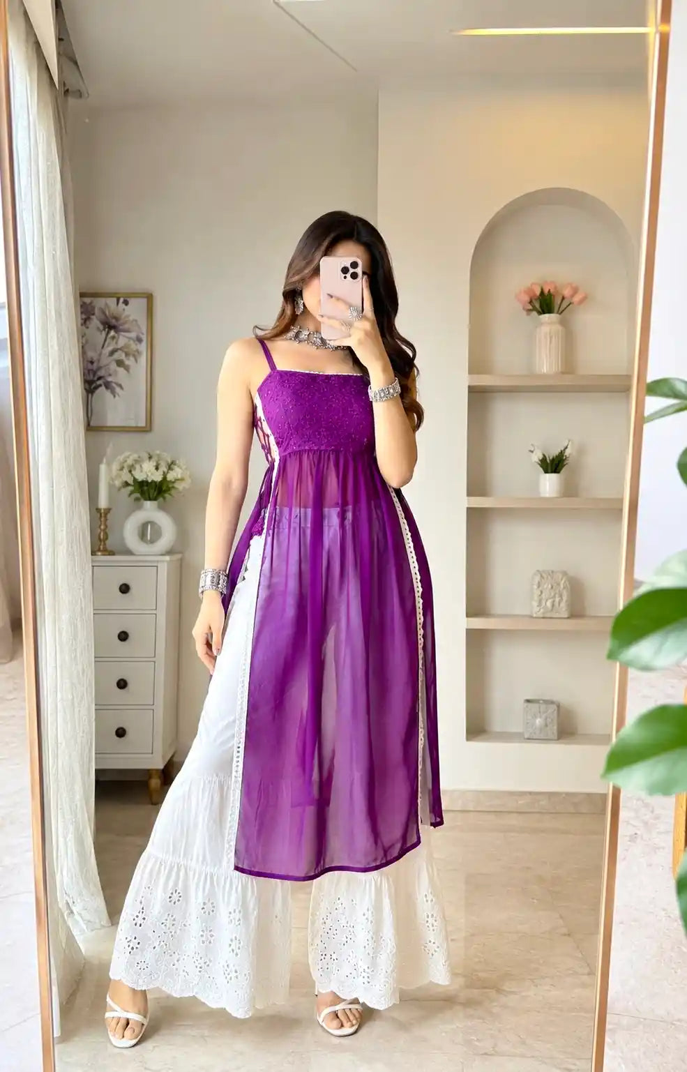 Rosy Wine Gulnaz Embroidered Kurta