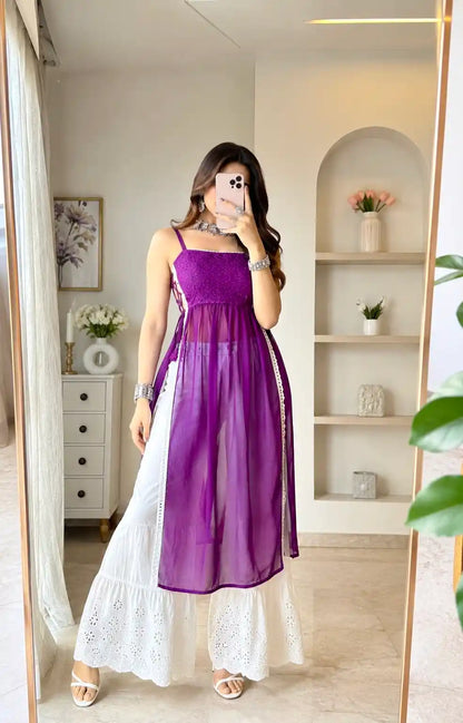 Rosy Wine Gulnaz Embroidered Kurta