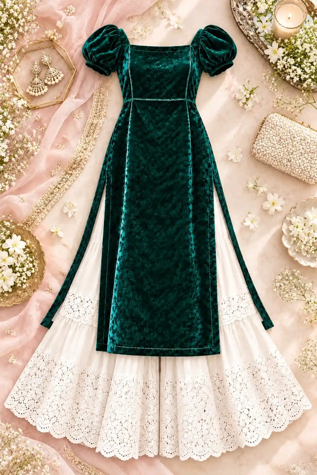 Rich Green Velvet Gulnaz Kurta