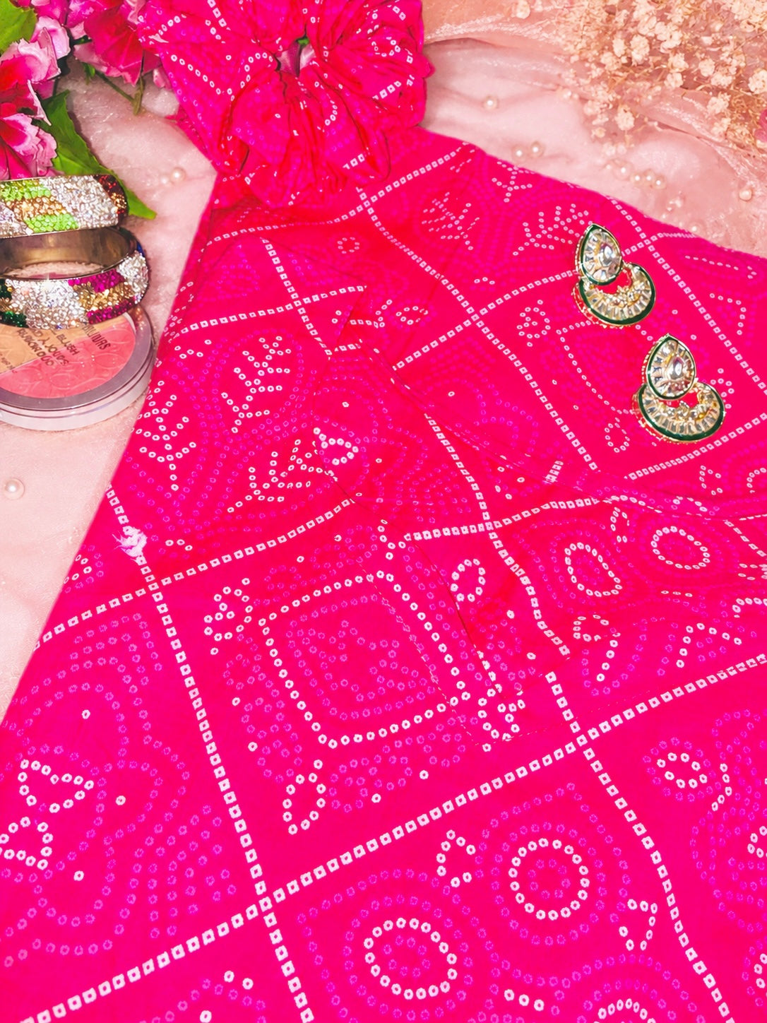 Mulmul Bandhej Jaipuri Twirl Kurta