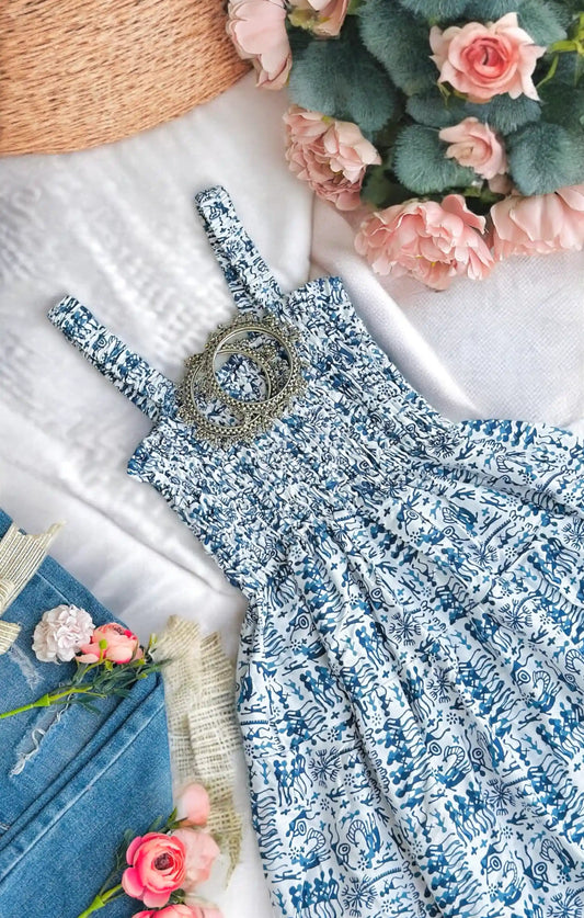 White Worli Cute Jaipuri Peplum