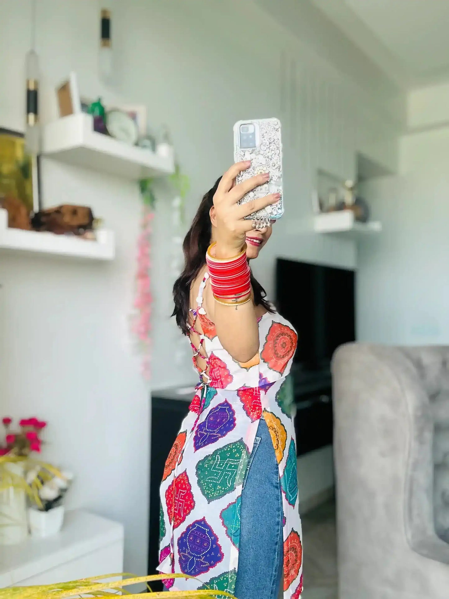 Vibrant Bandhani Back Tie Top