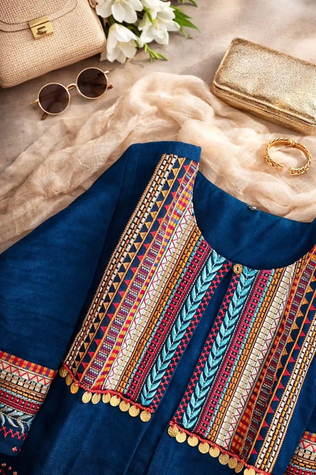 Blue Jaipuri Embroidered Jacket