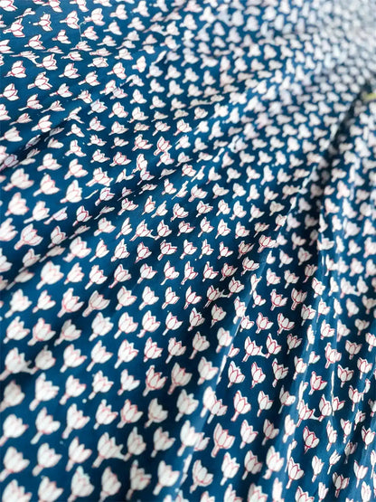 Blue Lotus Print Cotton Dress