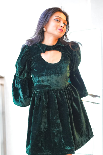 Riddhi's Spring Green Collar Mini Dress