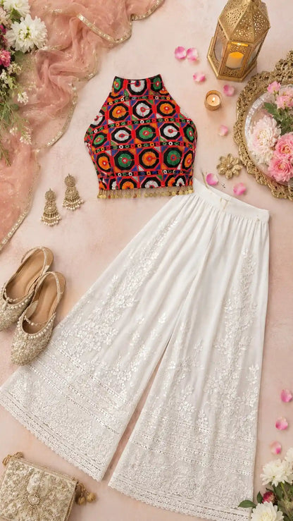 Embroidered Mandala Crop Top