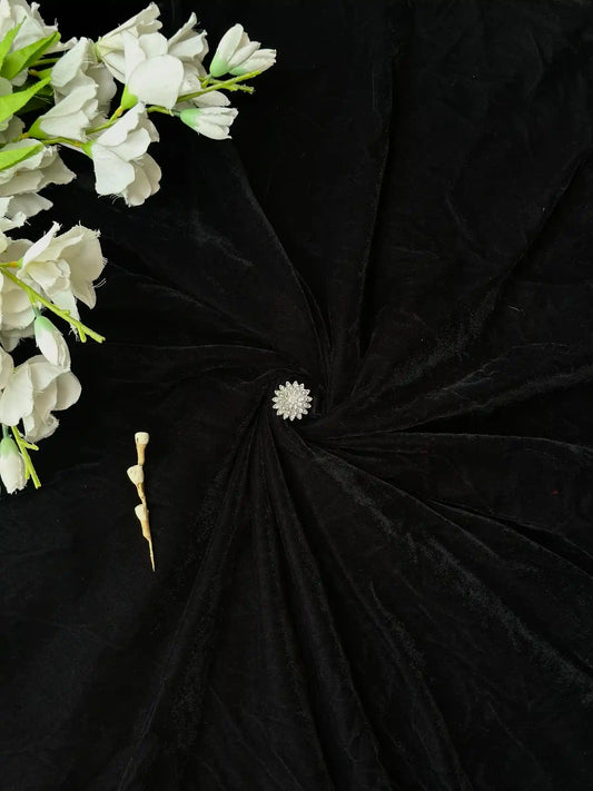 Solid Black Velvet Fabric Cut