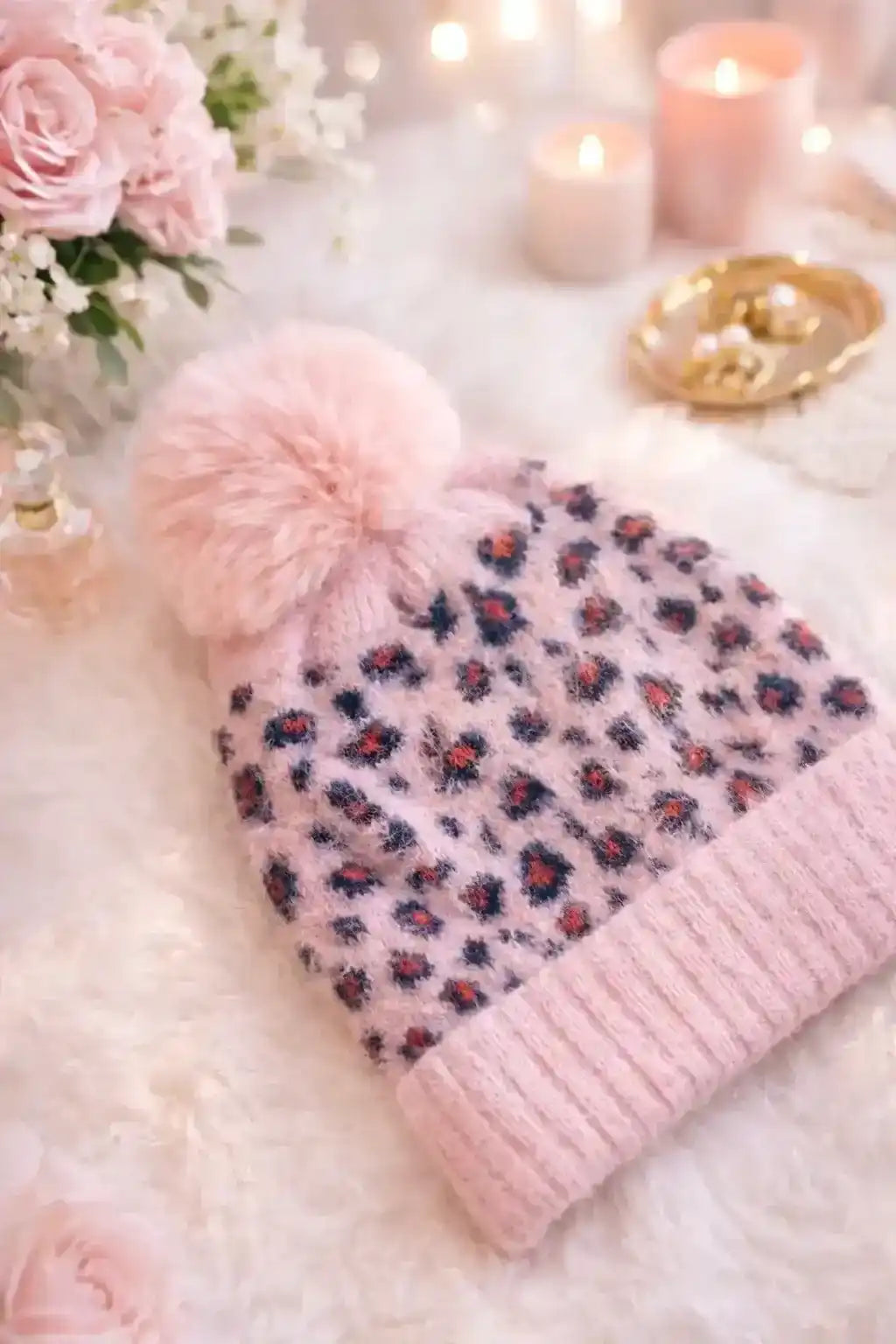 Handcrafted Pink Knitted Wool Cap