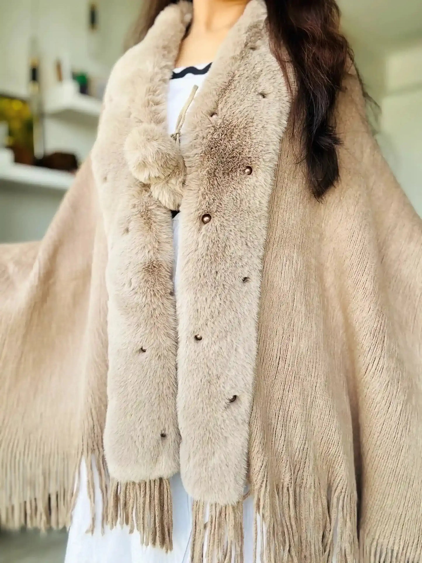 Soft Brown Fur Winter Cape