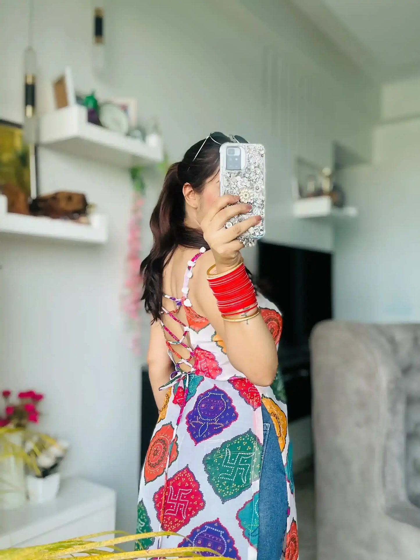 Vibrant Bandhani Back Tie Top