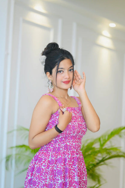 Jaipuri Pink Smoky Twirl Dress