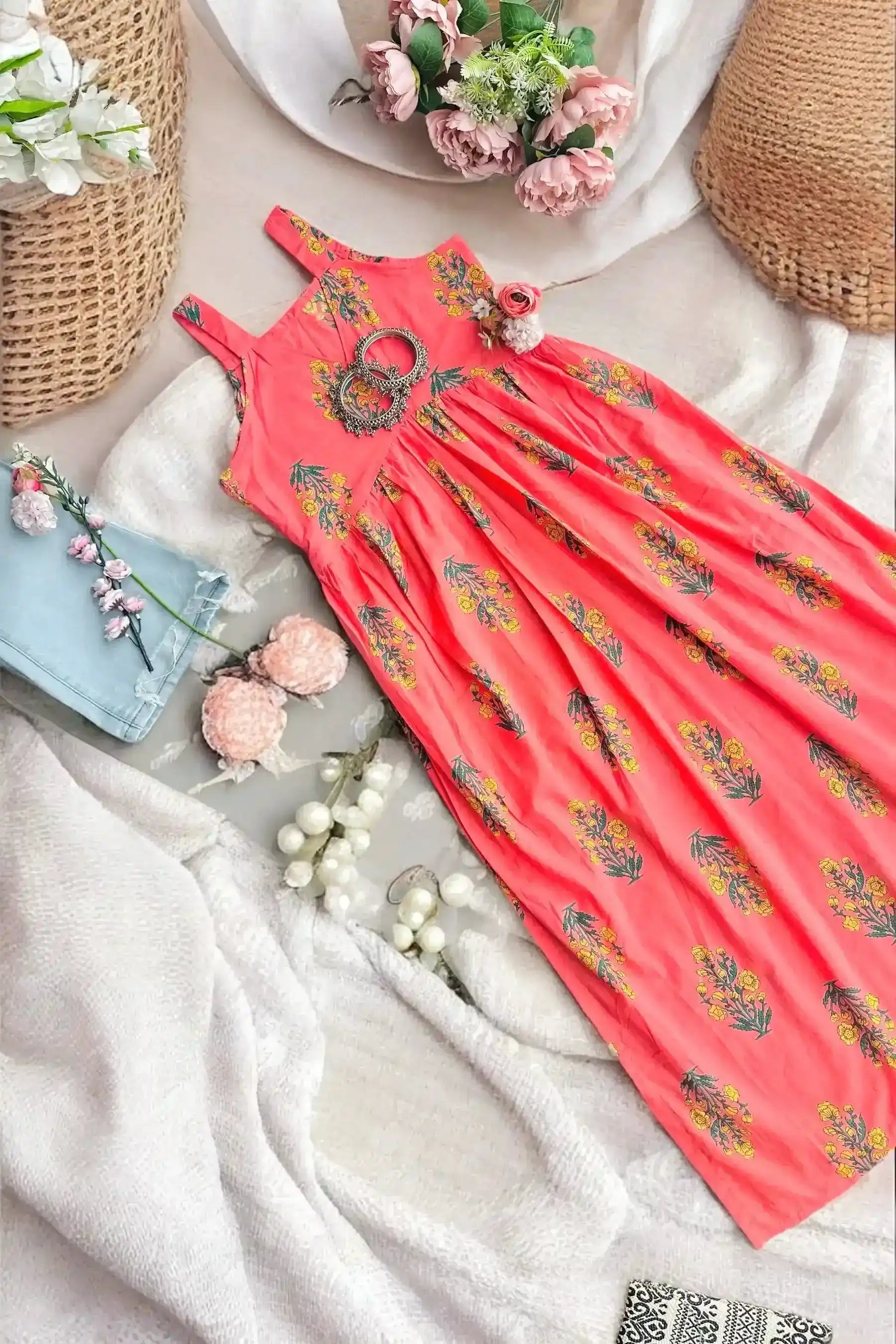 Pretty In Peach Block Nyra Kurta - Passion for Fashion by Shivani