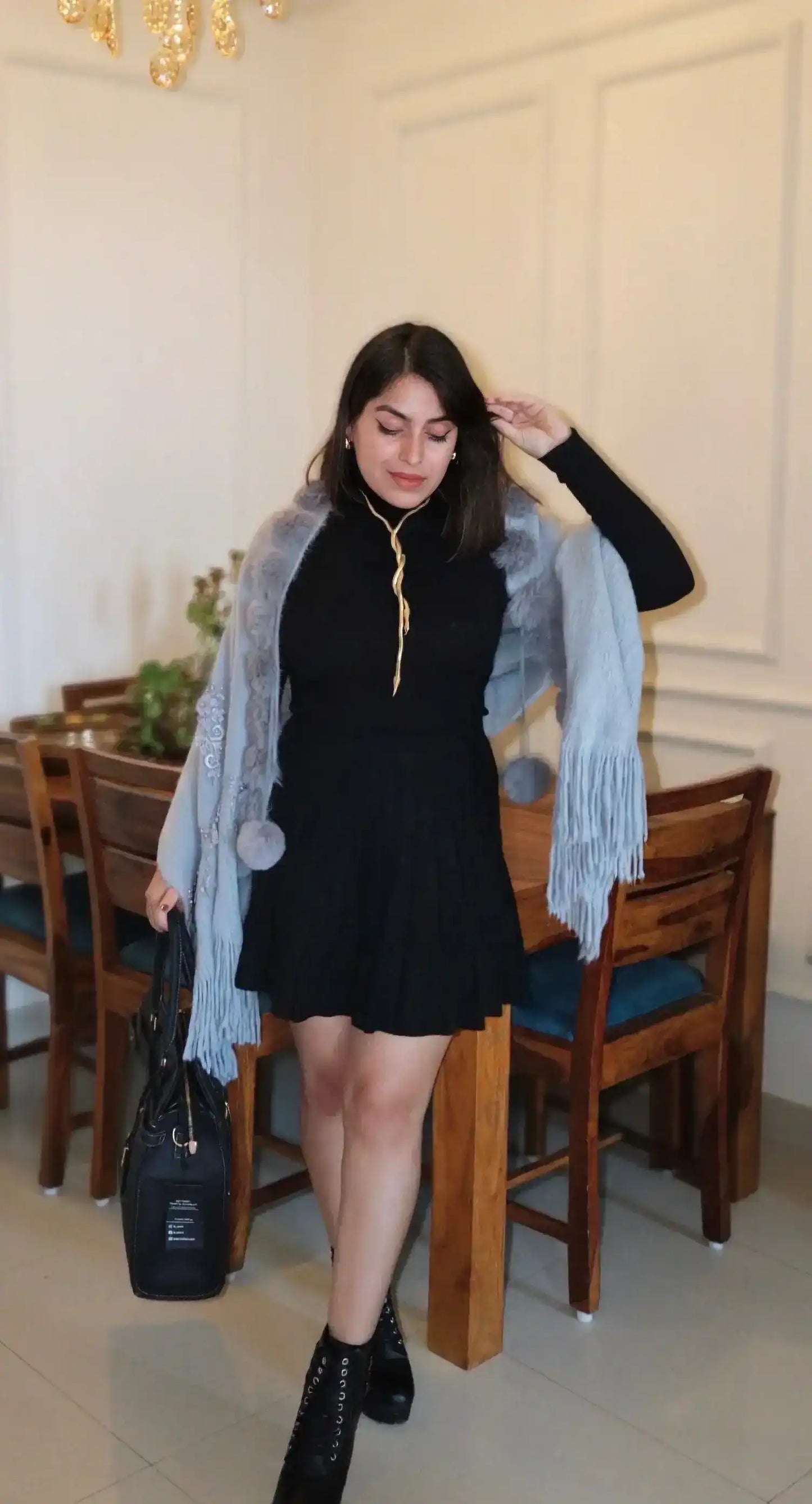 Soft Grey Fur Winter Cape