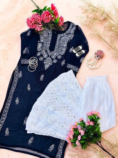 Classic Black Rooh Chikan Kurta