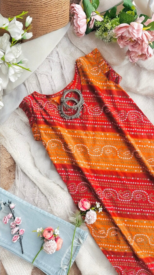 Jaipuri Bandhej Mul Kurta