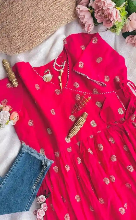 Pink Embroidered Angrakha Top - Passion for Fashion by Shivani