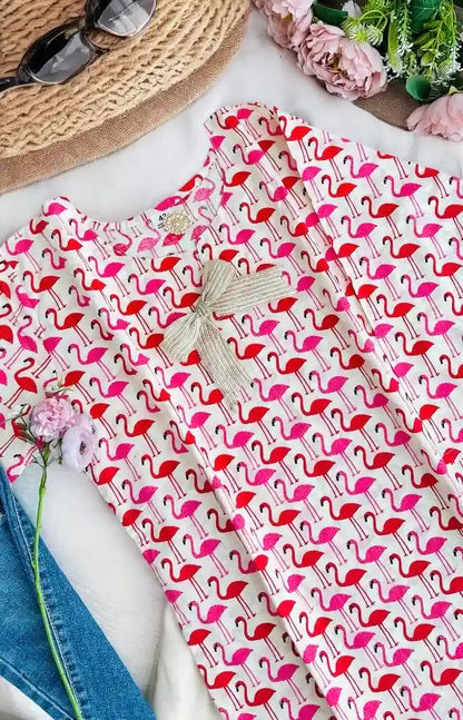 Pink Flamingo Budget Short Kurta