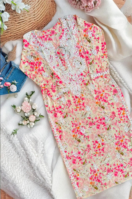 Shaded Pink Fanah Mul Chikankari