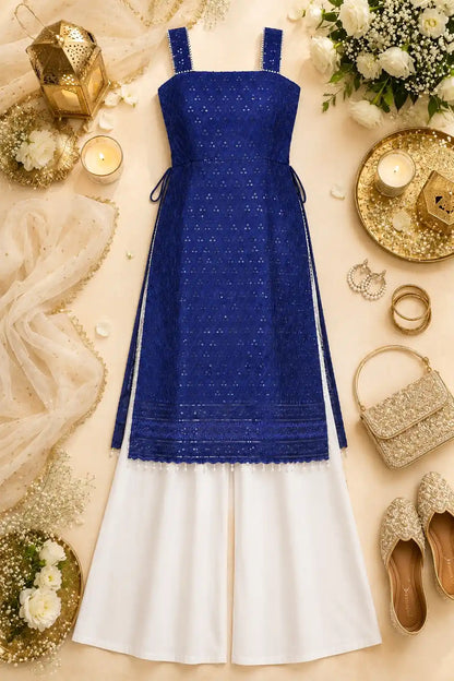 Daisy Blue Sequence Dori Gulnaz Kurta