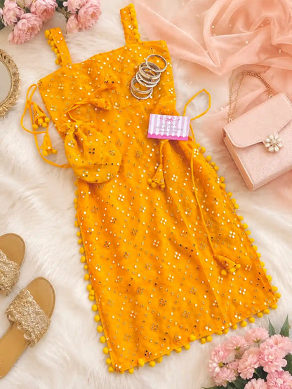 Shimmer Yellow Embroidered Gulnaz Kurta