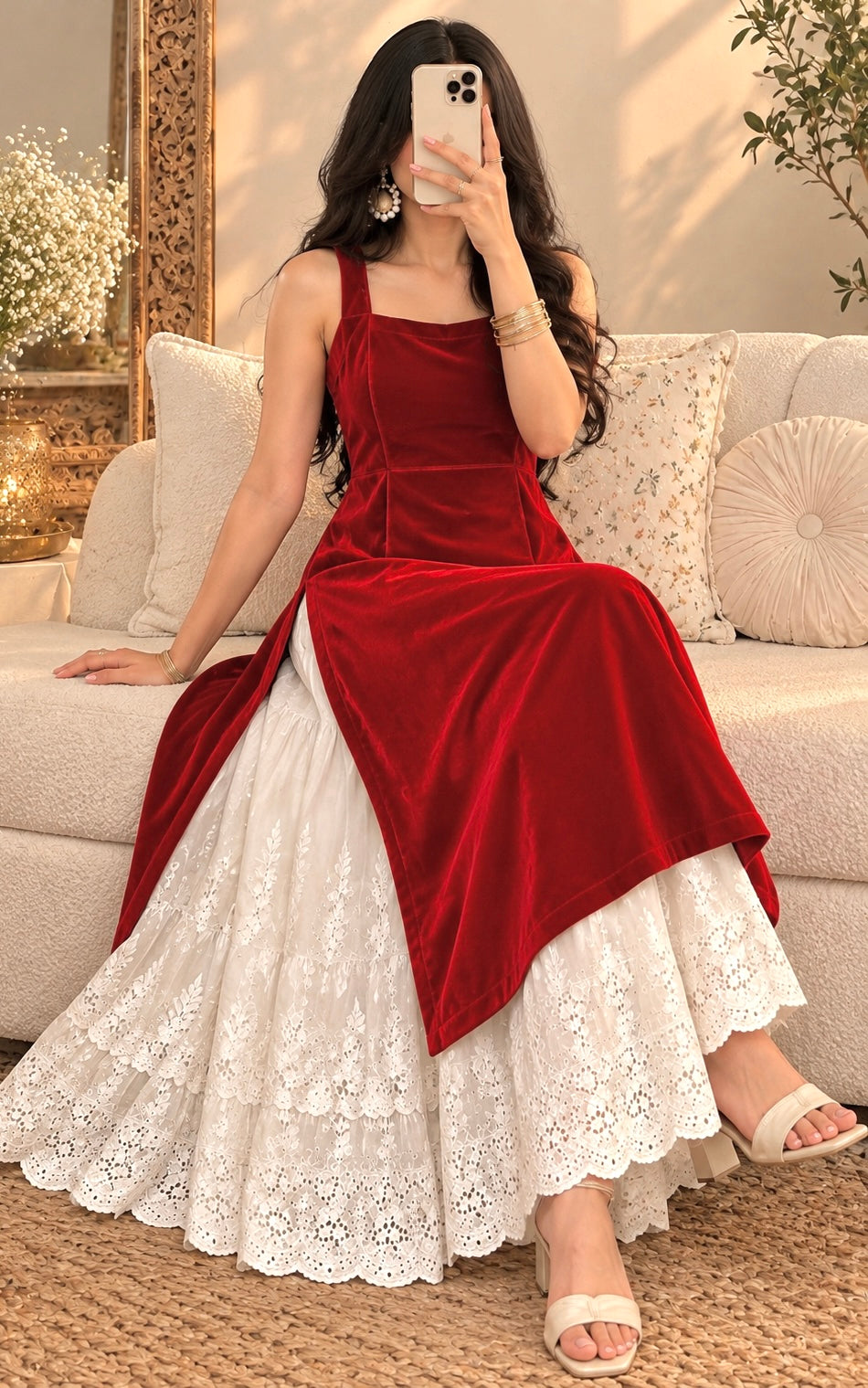 Charm Red Velvet Gulnaz Kurta