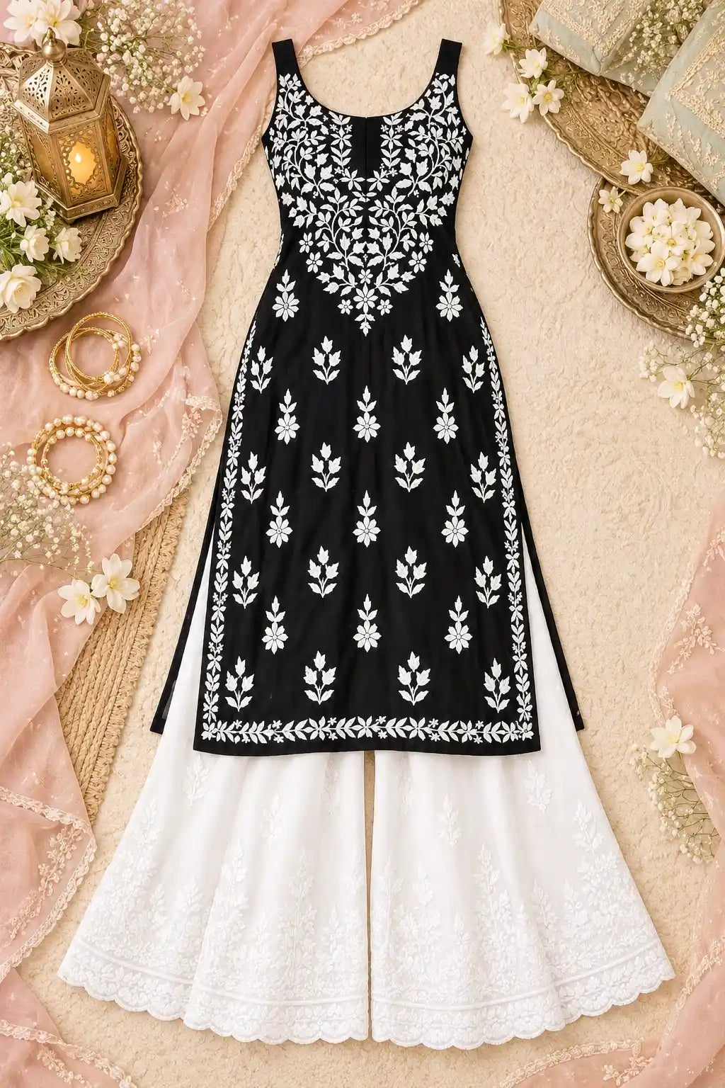 Swati's Black Aliya Noor Slit Kurta