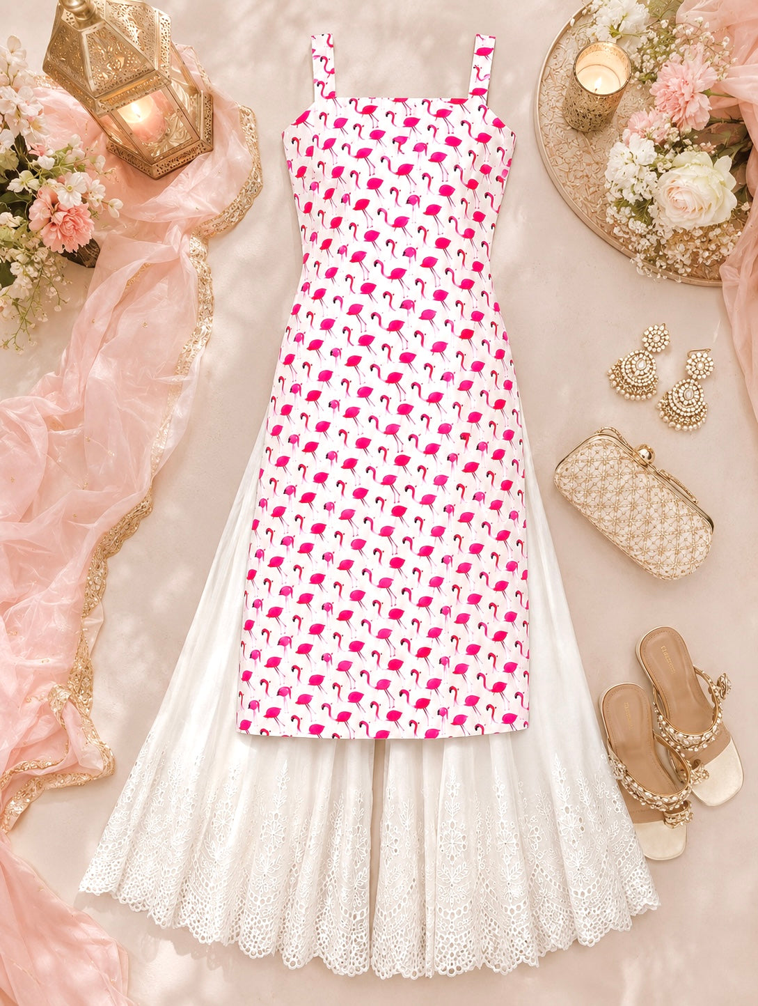 Pink Flamingo Jaipuri Gulnaz Kurta
