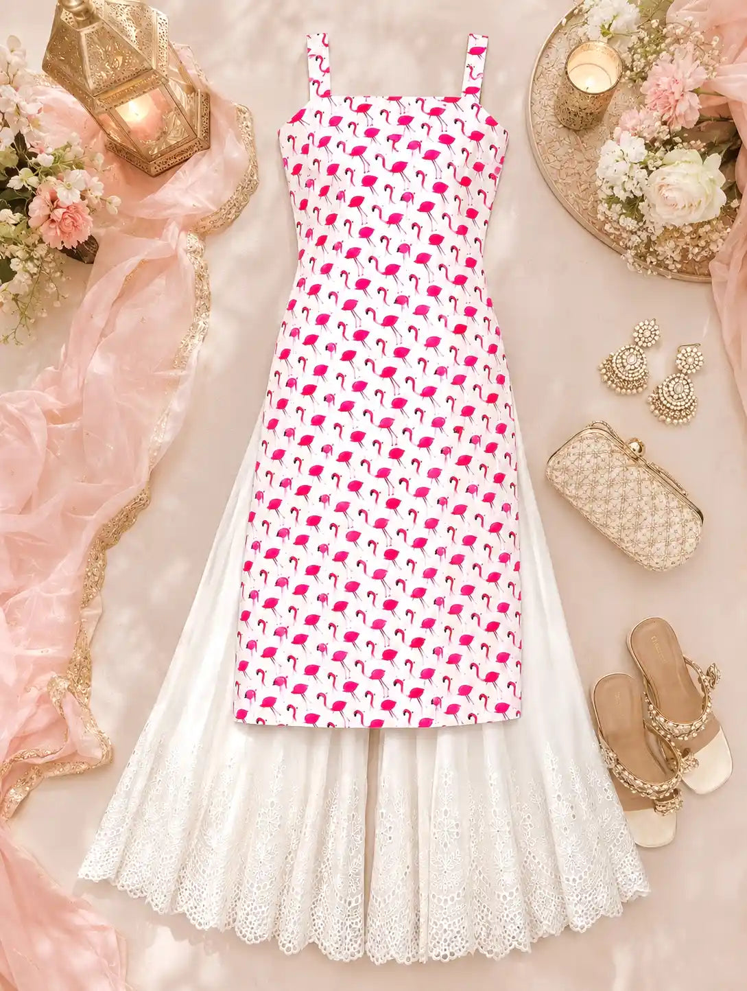Pink Flamingo Jaipuri Gulnaz Kurta