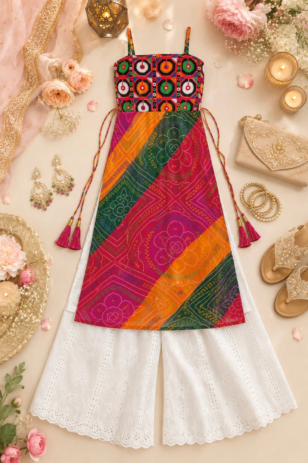 Ayesha’s Boho Bloom Bandhej Tie Kurti
