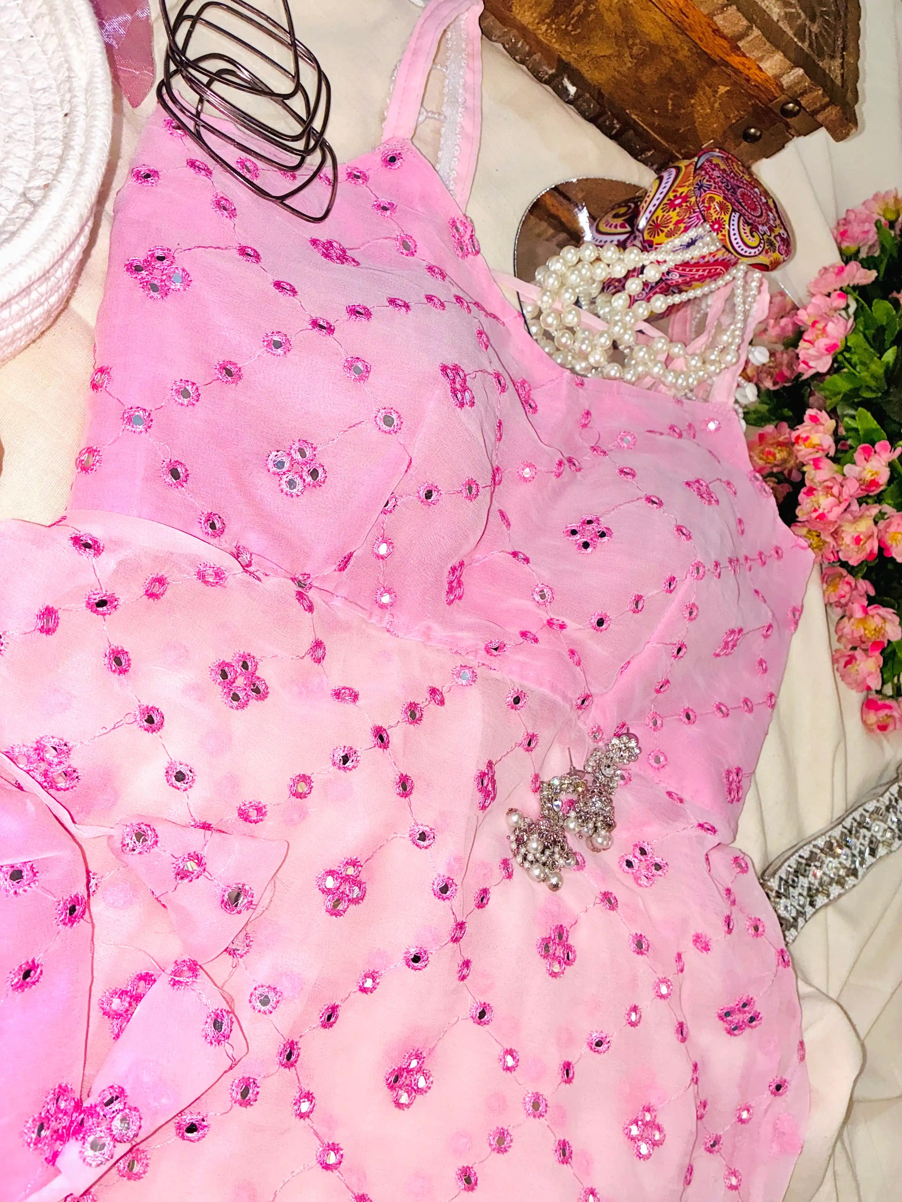 Blush Pink Gulnaz Embroidered Kurta