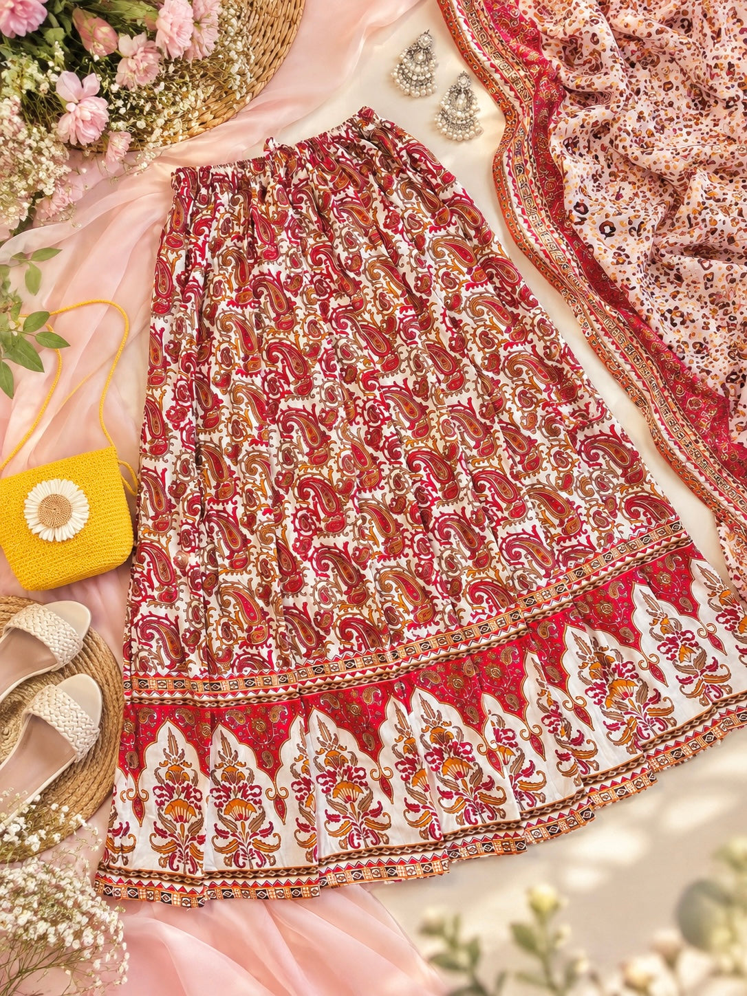 Jaipuri Paisley Flare Twirl Skirt