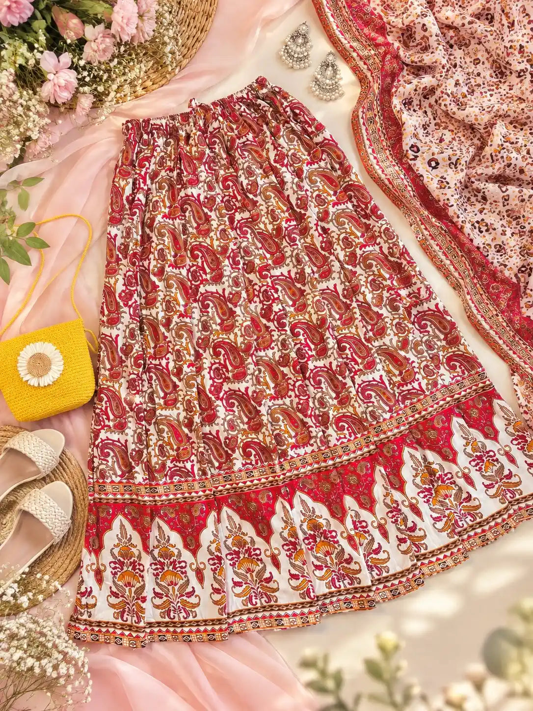 Jaipuri Paisley Flare Twirl Skirt