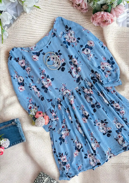 Asul Blue Floral Daisy Peplum Top - Passion for Fashion by Shivani