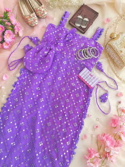 Mirror Lilac Gulnaz Embroidered Kurta