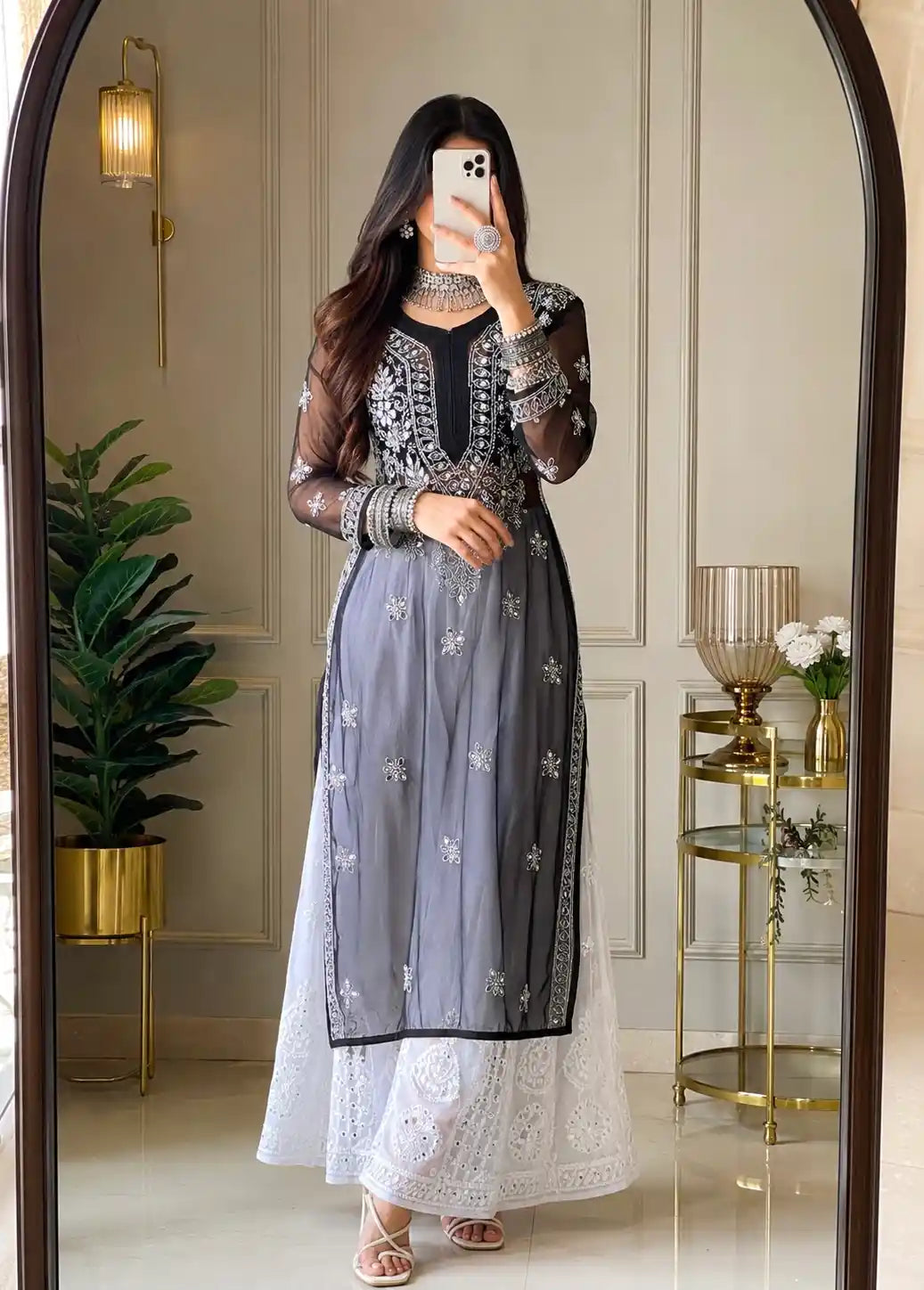 Classic Black Rooh Chikan Kurta