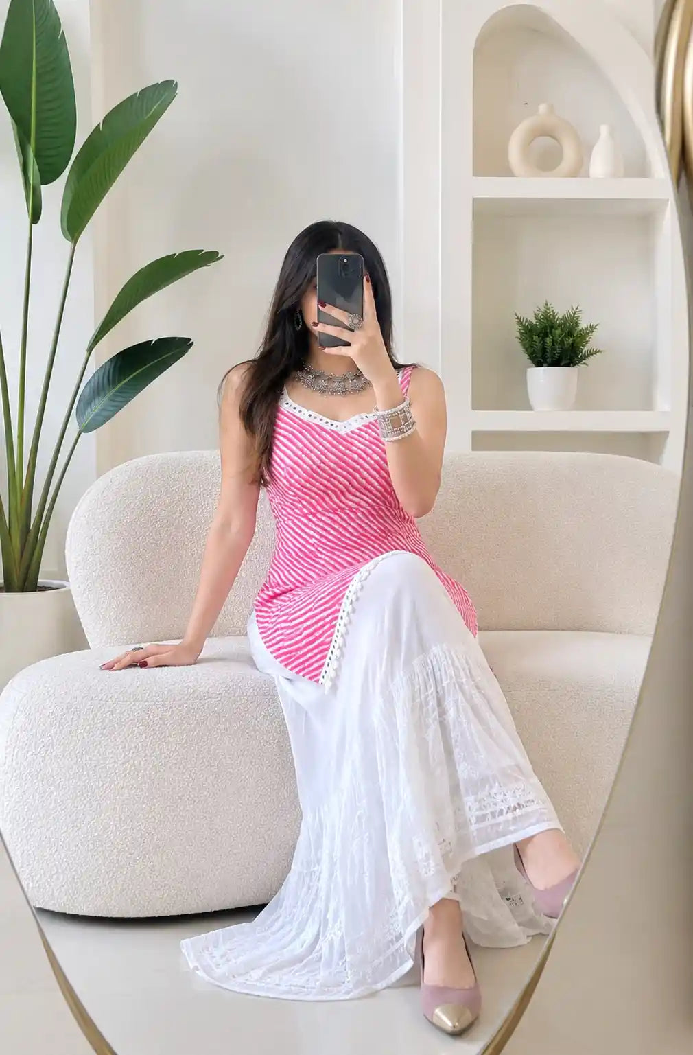 Rosy Pink Dori Gulnaz Lehriya Kurta