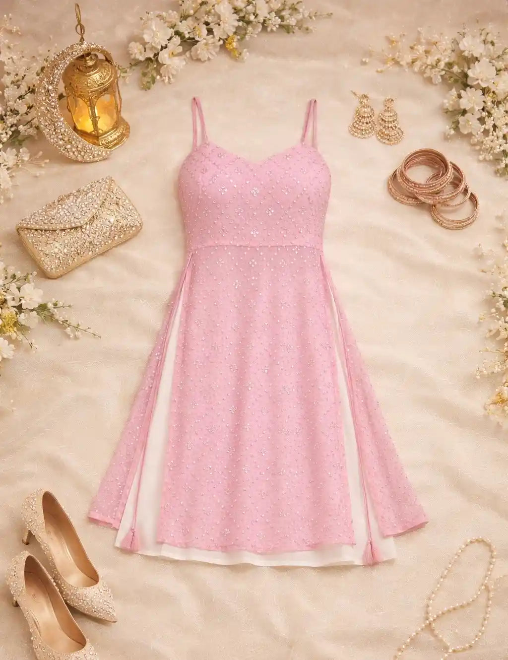 Gulnaz Pink Hand Embellished Kurta