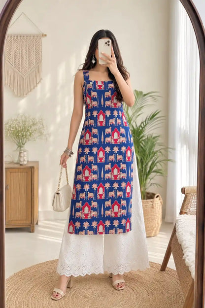 Blue Worli Shell Gulnaz Kurta