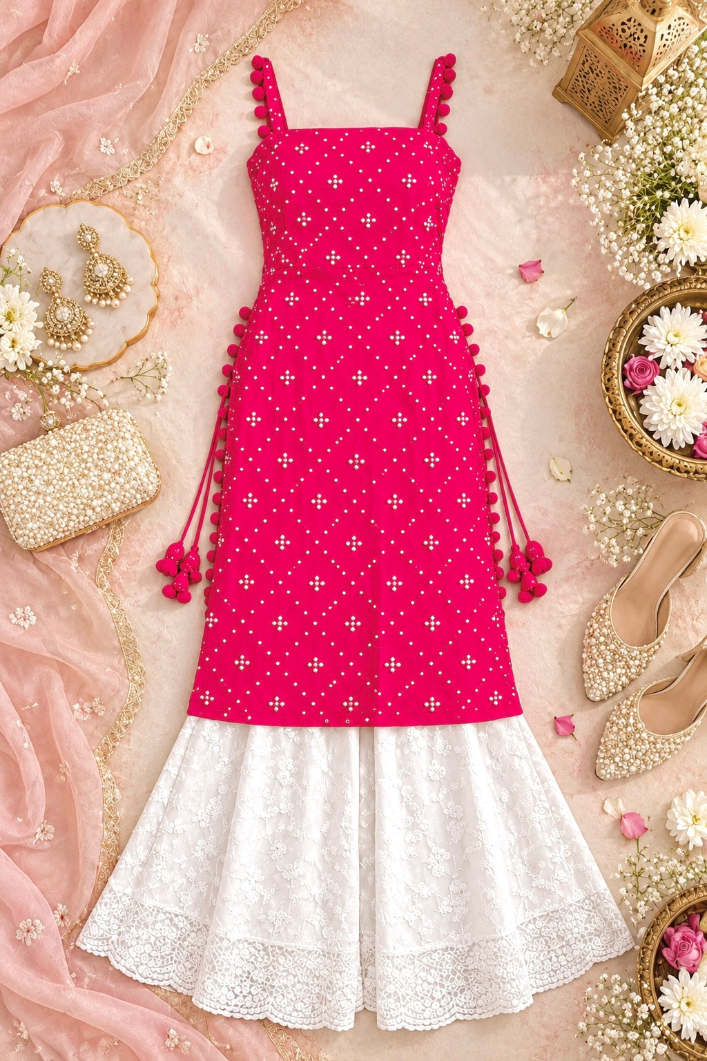 Shimmer Pink Embroidered Gulnaz Kurta