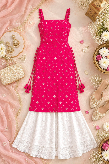 Shimmer Pink Embroidered Gulnaz Kurta
