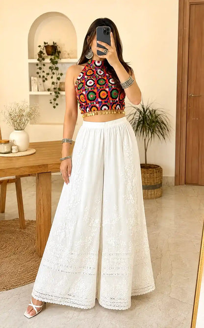 Embroidered Mandala Crop Top