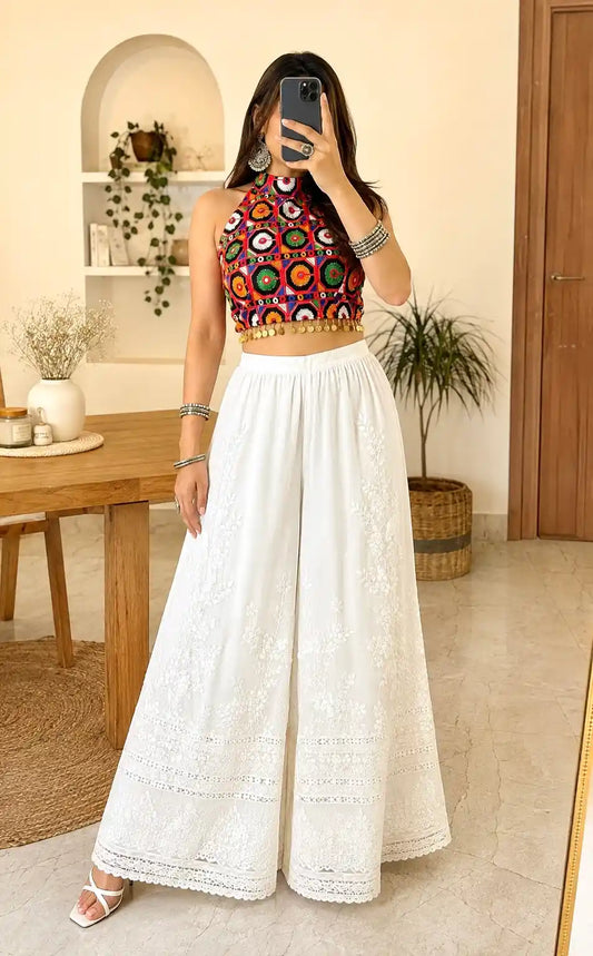 Embroidered Mandala Crop Top