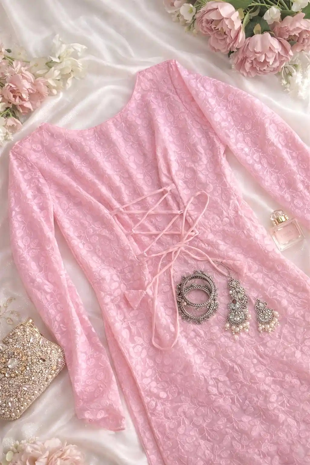 Gulnaz Blush Pink Embroidered Kurta