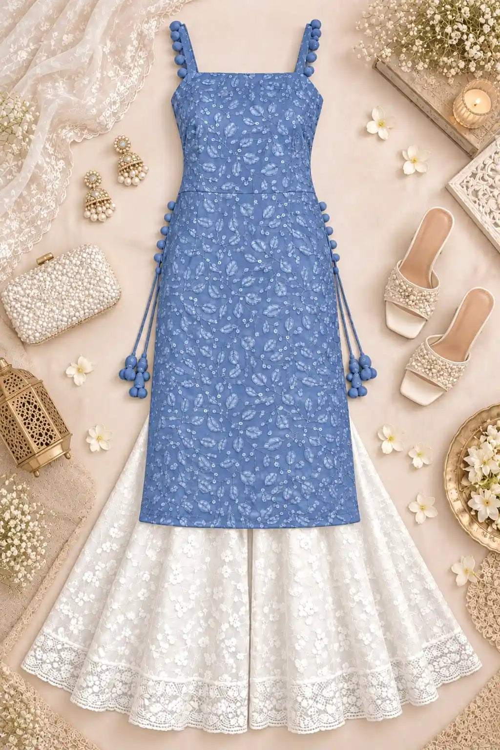 Embroidered Blush Grey Gulnaz Kurta