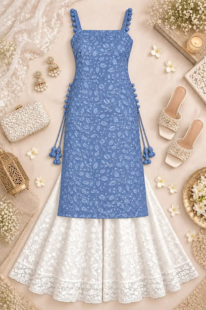 Embroidered Blush Grey Gulnaz Kurta