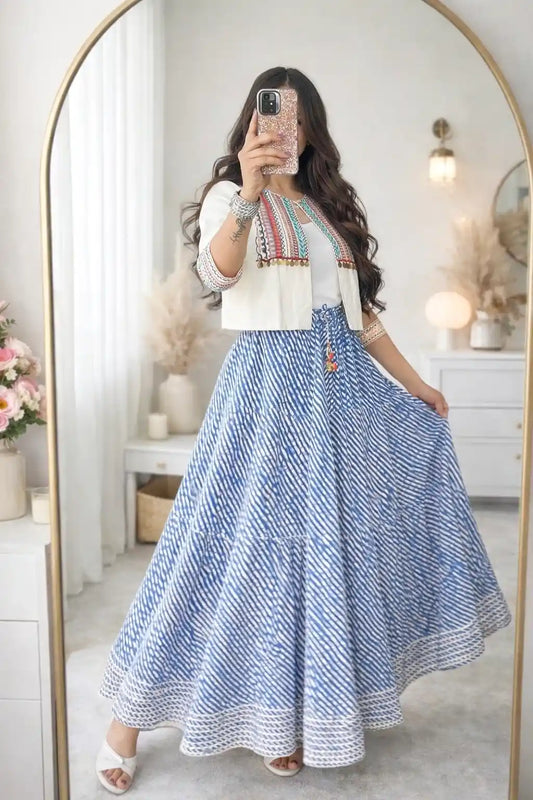 White Jaipuri Embroidered Jacket