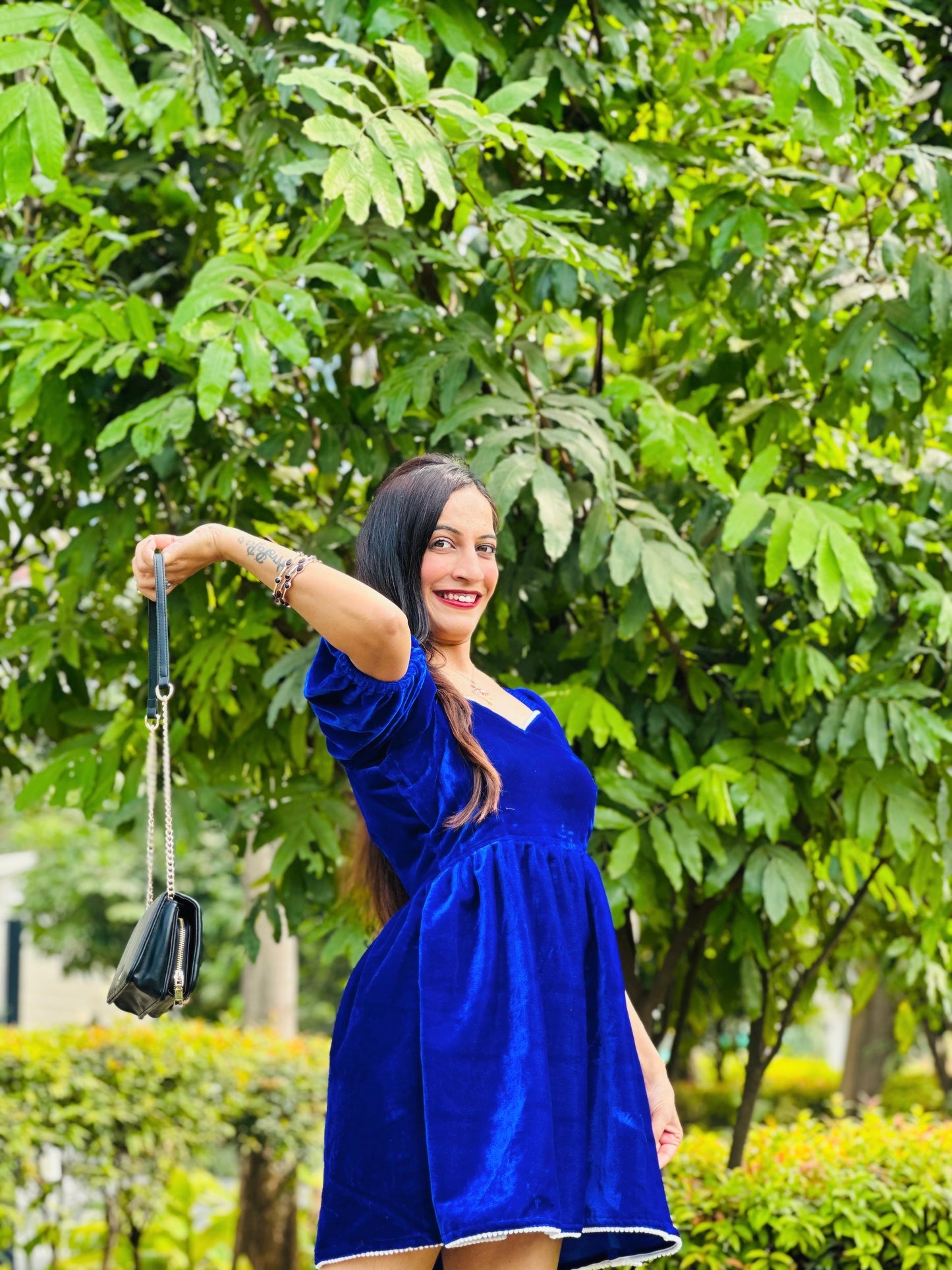 Royal Sapphire Velvet Dress