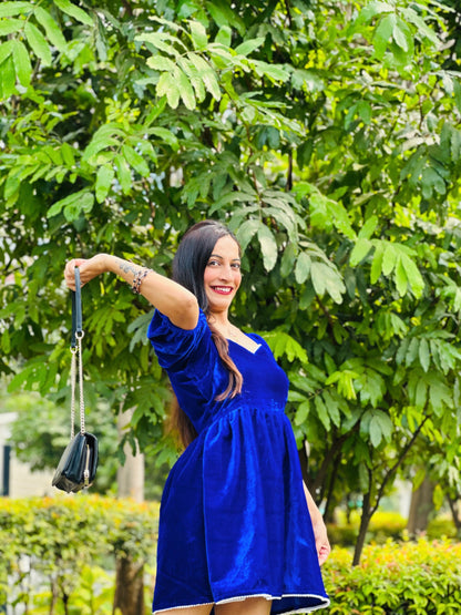 Royal Sapphire Velvet Dress